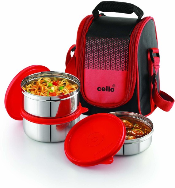 Details about   Cello Max Fresh Super Click StainlessSteel Round 4Piece,Blue,300ML Lunch Box Set 