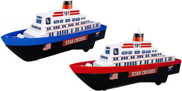 Giftbox Pack Of 2 Small Size Made From Plastic Indian Replica Star Cruise Ship With Pull Back And Go Toy For Kids| Children Playing Toys | Very Small Size|(2 Combo Offer)