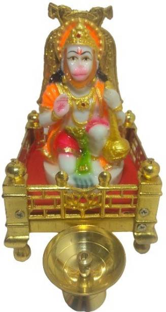 believersale hanuman statue, murti, idol, singhasan, brass diya, mandir Stone, Metal Home Temple