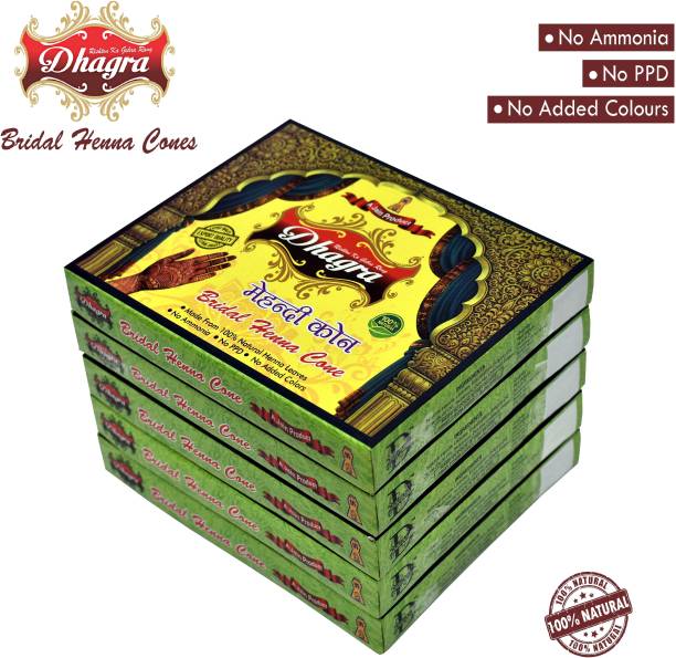 dhagra's Bridal Henna Cones - Set Of 5 Boxes Natural Mehendi
