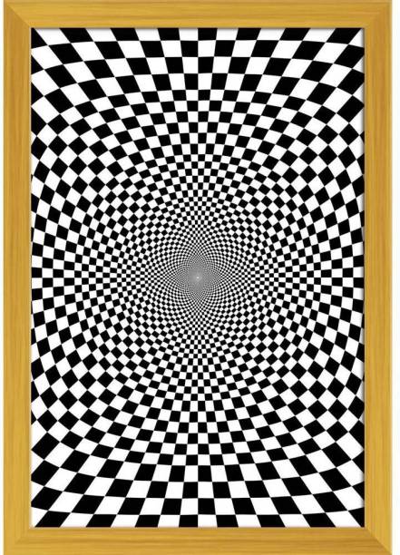 Black & White Chess Paper Poster Golden Frame | Top Acrylic Glass 13inch x 19inch (33cms x 48.3cms) Paper Print