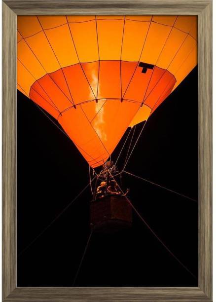 Air Balloon Paper Poster Antique Golden Frame | Top Acrylic Glass 13inch x 19inch (33cms x 48.3cms) Paper Print