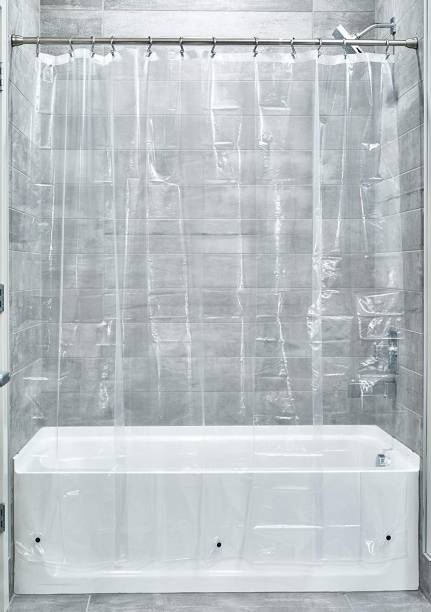 9 Ft Pvc Shower Curtain Single, What Are Clear Shower Curtains Made Of
