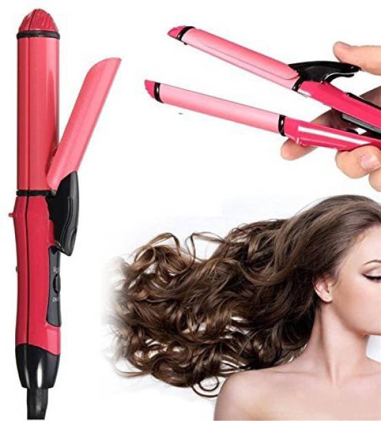 Z-one straight and curl Hair Straightener (Pink) Hair Curler