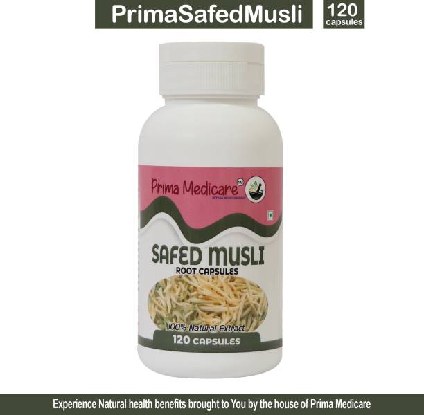 Prima Medicare Natural & Organic Safed Musli Root Capsules for Strength, Immunity & Stamina