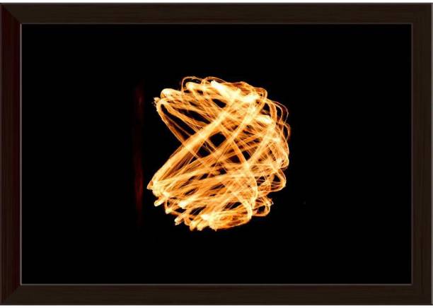 Fire Show D3 Paper Poster Dark Brown Frame | Top Acrylic Glass 19inch x 13inch (48.3cms x 33cms) Paper Print