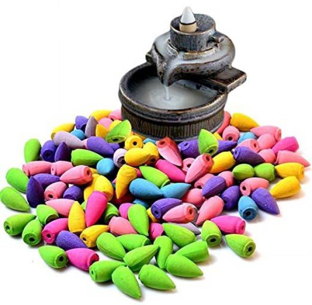 Deals Backflow Smoke Fountain Coloured fragrance Incense Cone Pack of 60 Dhoop (Pack of 60) MIX FRAGRANCE Vanilla, Woody, Rose, Sandal, Lavender, Jasmine Dhoop