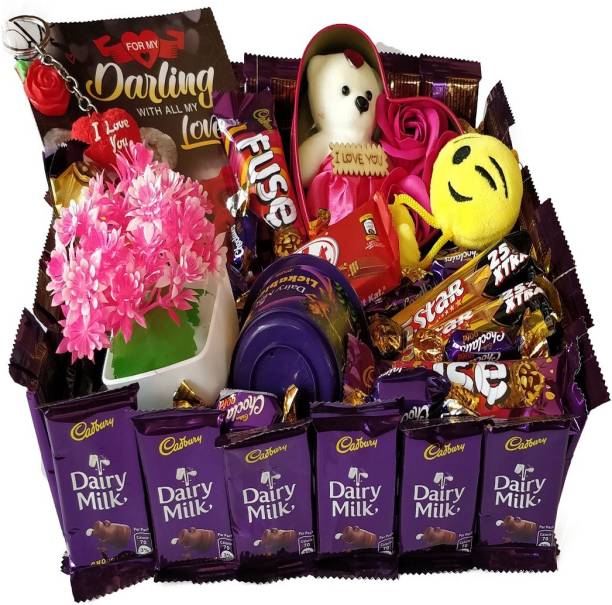 FestivalsBazar Square Shaped Mouthwatering Gift Hamper Of Multiple Chocolates With A Darling Card For Your Partner Combo