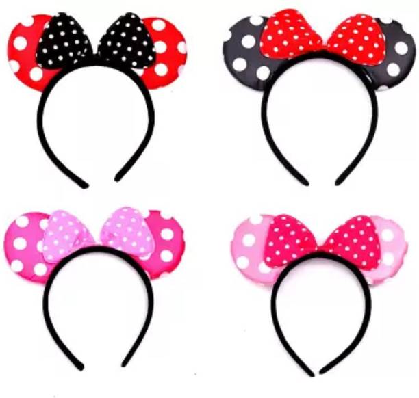 Alborz Enterprises kids Baby Girls MOUSE EAR Headbands Costume Party Hair Accessories Set Combo 0f 4 pc Hairband Hair Band Head Band