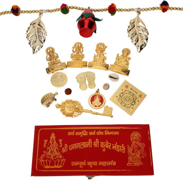 TIED RIBBONS Shri Dhan Laxmi Kuber Bhandari Yantra with Toran Bandanwar Brass Yantra