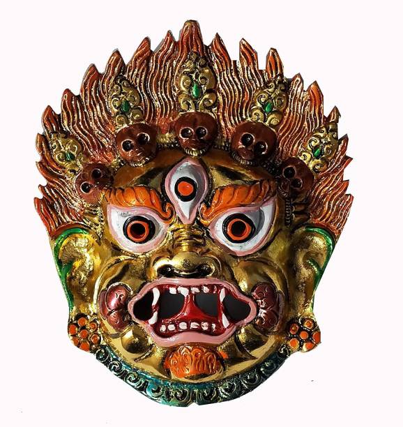 salvusappsolutions Wall Hanging Metal Mahakal Face Mask Nazar Battu Evil Eye Protector (Mulit_5x4.5INCH) Decorative Showpiece  -  12 cm