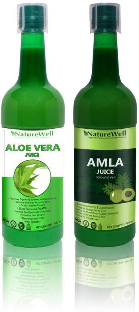 Naturewell Organics Amla/Aloevera Juice for Building Immunity and Digestion Booster /Pack of 2