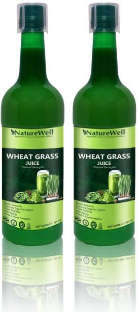 Naturewell Organics Wheat Grass Juice 500 ml.Natural Juice for Building Immunity.Effective for Detoxification. High Chlorophyll.Fresh Sprouted Premium Wheatgrass | No Added Artificial Flavours I Gluten Free (PACK OF 2)