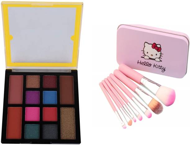 Insta Beauty Glam Eyeshadow Makeup Kit + Hello Kitty Makeup Brushes