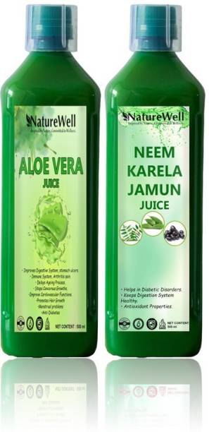 Naturewell Aloevera/Neem Karela Jamun for Building Immunity and Digestion Booster Natural (Combo)