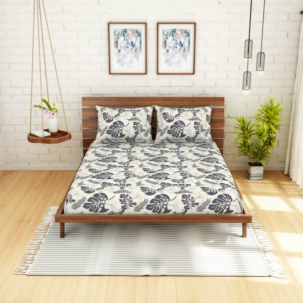 SPACES 104 TC Cotton Double Printed Flat Bedsheet