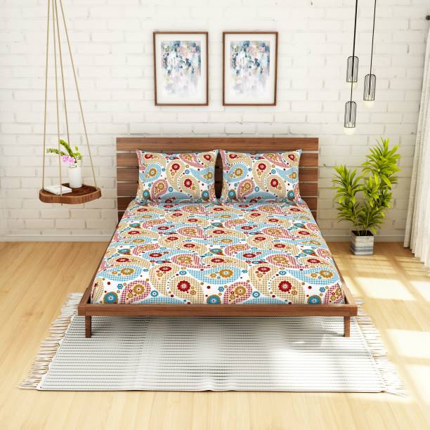 SPACES 104 TC Cotton Double Printed Bedsheet
