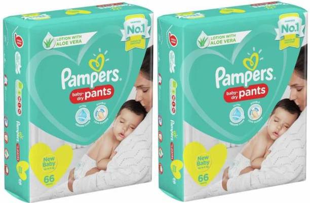 Pampers BABY DRY PANTS, SIZE XS FOR NEW BORN, 66 +66 - ...