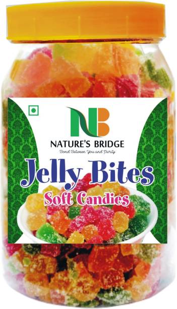 Nature's Bridge Jelly Bites / Sugar Coated Jelly Ball / Multi Colour Jelly Munchies / Fruit Jelly - Jar Pack - (400 Gm) Sweet Jelly Beans