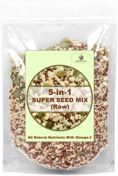Jioo Organics 5-in-1 Super Seed Mix (Raw) Sunflower Seeds, Brown Flax Seeds, Watermelon Seeds, Sesame Seeds, Pumpkin Seeds
