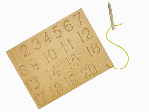 KIDIVO Wooden Alphabet Tracing Board with Dummy Pencil Toy for Kids (Numbers 1-20)