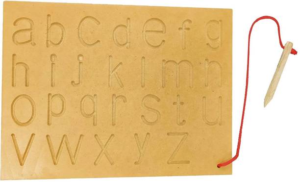 KIDIVO Wooden English Alphabet Tracing Board with Dummy Pencil Toy for Kids (Small a-z)