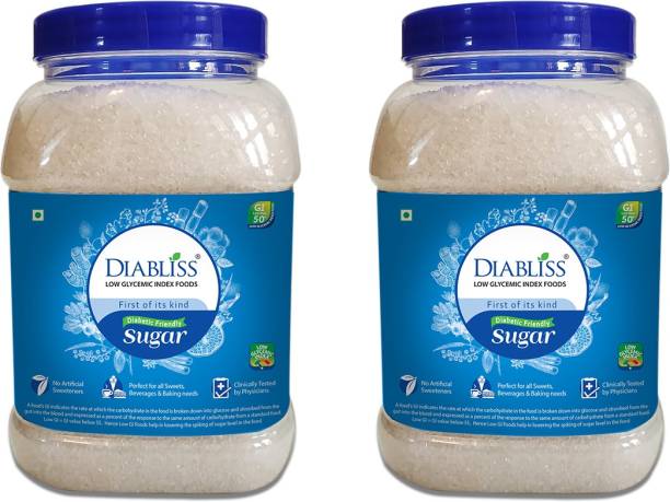 DiaBliss Diabetic Friendly Sugar 1 Kg Reusable Jar - Pack of 2 Sugar