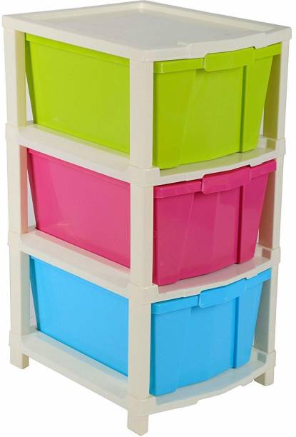 ANJANIPUTRA ENTERPRISE XL Multi-Color Plastic Modular Multi-Purpose Drawer Storage System for Home/Office/Bank/Kitchen (3 Drawers) Plastic Free Standing Chest of Drawers