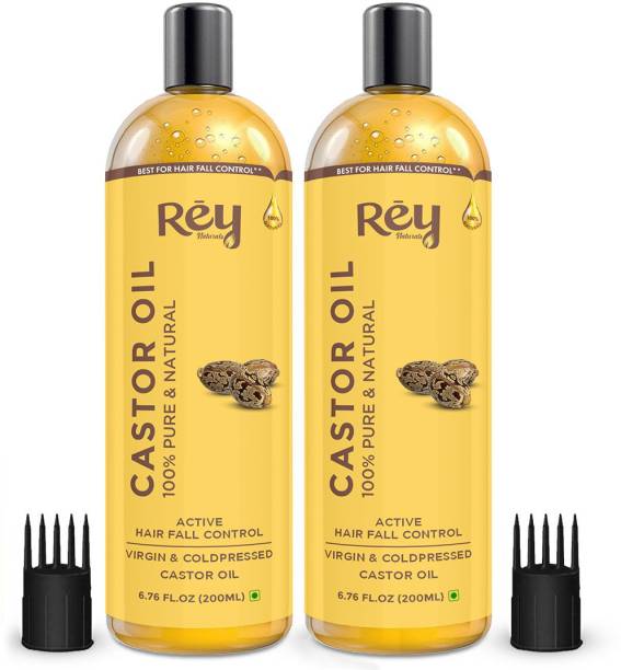Rey Naturals Cold-Pressed, 100% Pure Castor Oil - Moisturizing & Healing, For Skin, Hair Care, Eyelashes Hair Oil