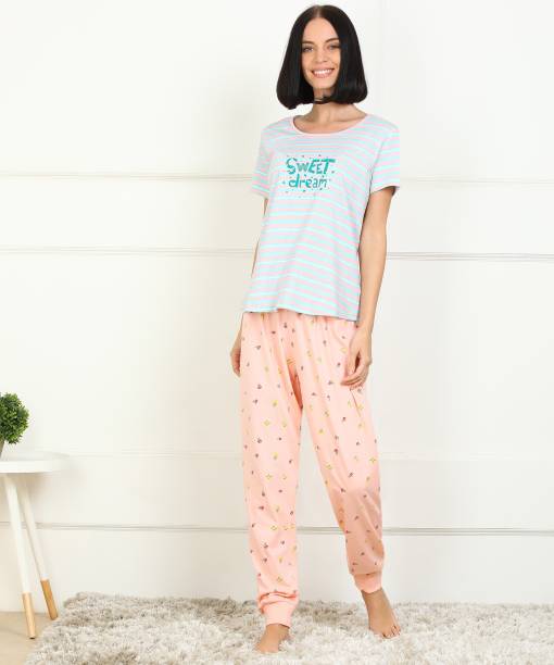 DreamBe Women Printed Multicolor Top & Pyjama Set