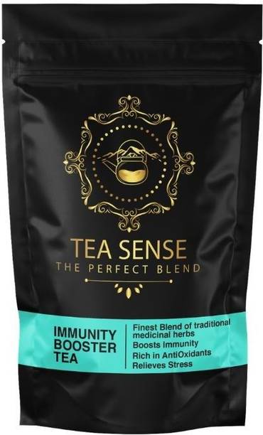 Tea Sense Immunity Booster Tea Herbs, Ginger, Black Pepper, Amla, Senna, Amla, Senna, Turmeric, Lemon Grass, Black Pepper, Tulsi, Turmeric Herbal Tea Pouch