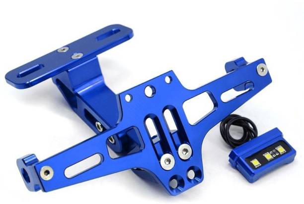 AutoPowerz Motorcycle Bike CNC Adjustable Angle License Number Plate Frame Holder Tail Tidy (Blue) Bike Number Plate