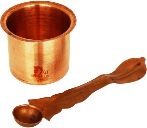 DARIDRA BHANJAN Pure Copper PanchPatra with Achmani Pooja Article use with tambe lota pooja / copper kalash / lota Copper Kalash