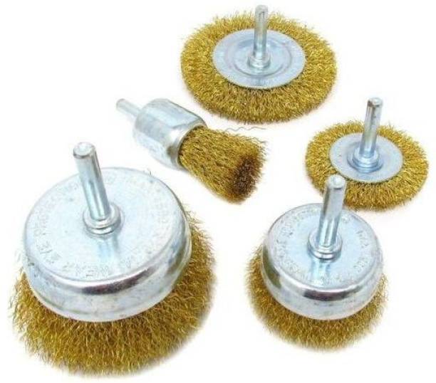 Tulsway Small Multipurpose Wire Brass Brush Set to Remove Paint, Dust, Dirt Wheel Brush