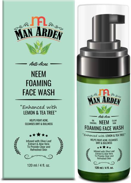 Man Arden Anti-Acne Neem Foaming  - Helps Fight Acne, Cleanses Dirt And Dullness - Infused With Olive Leaf Extract And Aloe Vera, Face Wash