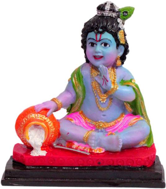 Crafting Bear Lord Krishna Statue Makhan Chor Idol Decorative Showpiece - 12 cm (Polyresin, Multicolor) Decorative Showpiece  -  12 cm