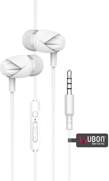 Ubon Titanium HB-33 Comfortable & Lightweight Earphone, White Wired Headset