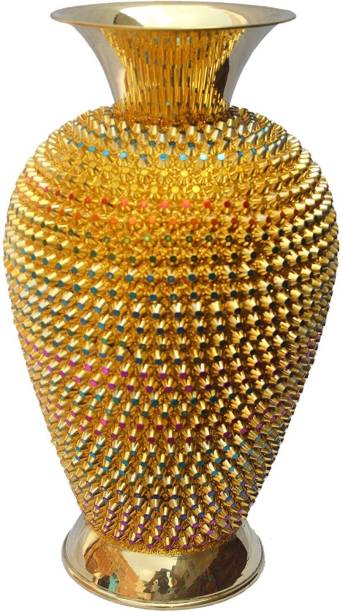 Loopysky Metal Brass Vase (Multicolor 10Inch) Brass Vase