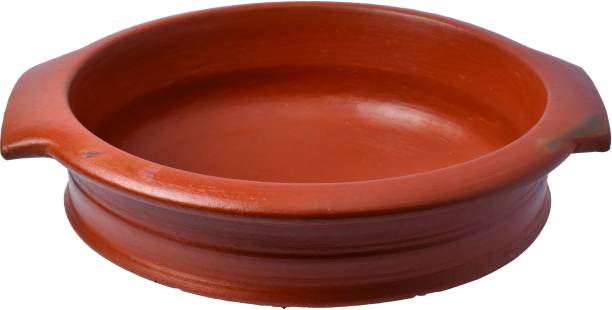 Frills & Colours Premium Earthen Cookware for Cooking and Serving- Handi Small Size-Organic-Pre-Seasoned-Natural Red Handi 3 L