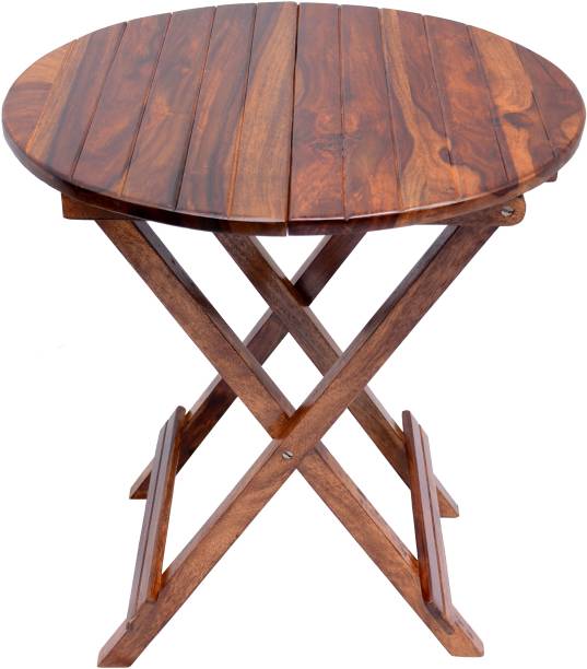 WayWood Solid Sheesham Wood Round Folding Coffee Table for Living Room,Garden,Outdoor Solid Wood Outdoor Table