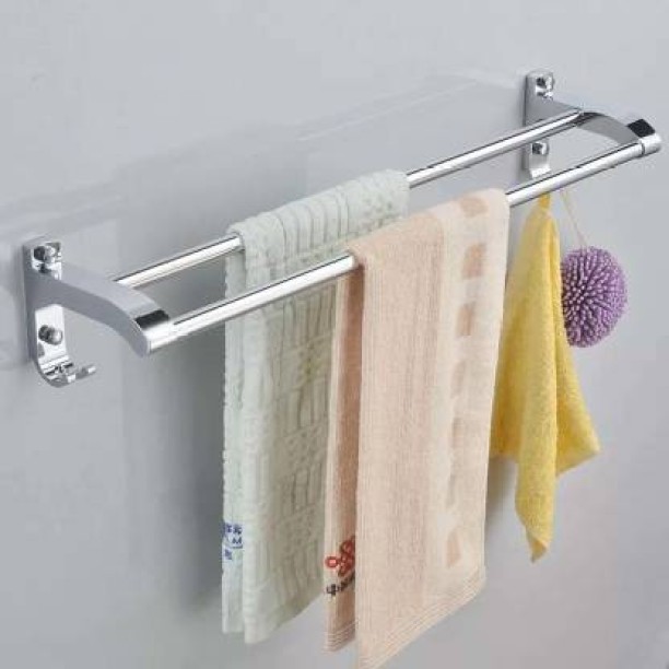 BTSKY 3M Self Adhesive Stainless Steel Hand Towel Holder Hanger Rail with Hook Organizer Rack Bar Bathroom Accessories 