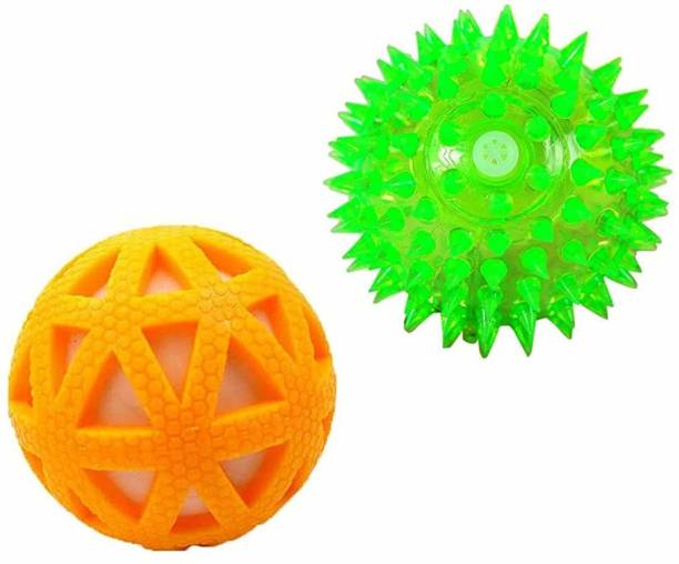 Pet Needs Combo of 2 Squeaky Ball Toy for Puppy Rubber Squeaky Toy For Dog & Cat