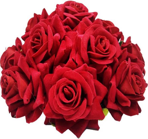 Shining Angel Red Rose -Flower Bridal Wedding Hair Extension Bun