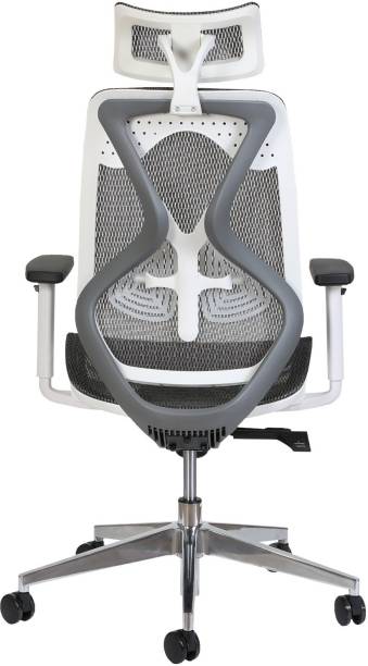 MISURAA Xenon High Back Ergonomic Chair with Advanced Synchro Tilt Mechanism, Mesh Seat and Back, Adjustable Seat Depth, Lumbar Support, Arms and Headrest Nylon Office Executive Chair