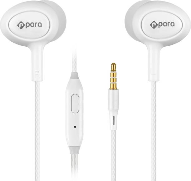 Para In Ear Wired Earphones with Mic (White) Wired Headset