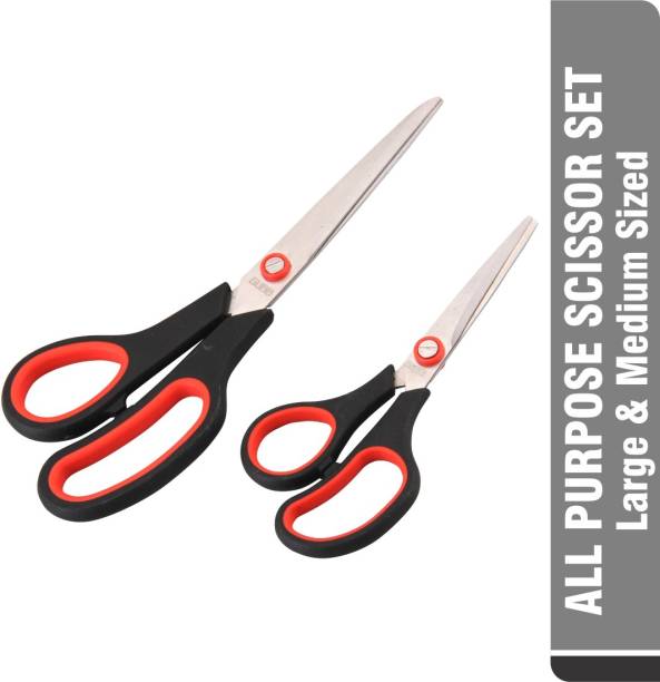 Dr. Morepen All Purpose Scissor Set For Hair Cut, Kitchen Use, Craft & Tailoring - Large & Medium Scissors