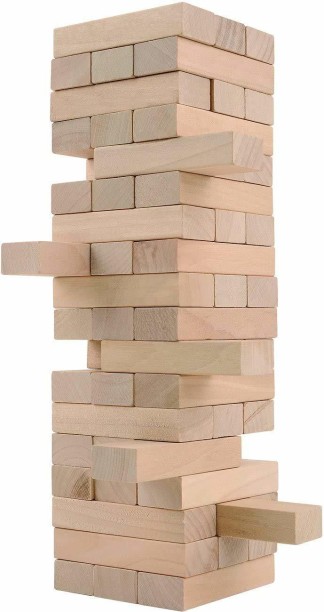 KAJA Wooden Block Stacking Board Game Tumbling Tower Building Blocks Set for Kids Adults-51 Pieces 