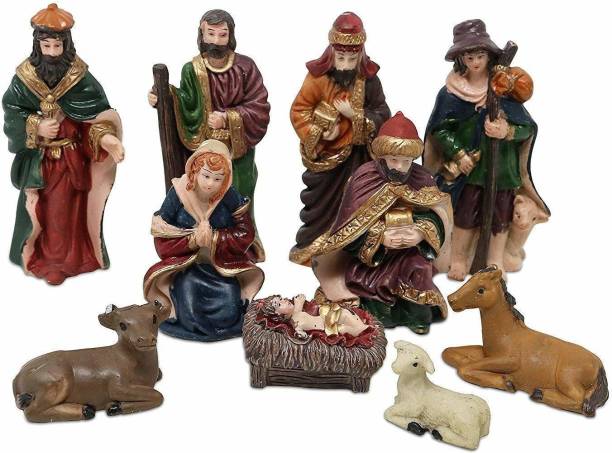 SEPARATE WAY O Come Let Us Adore Him Nativity Figurine, Nativity Figurine set, Nativity Toys, Nativity set for Christmas, Nativity Toys Assembled (Set of 10) Assembled 9.5 cm Pack of 10
