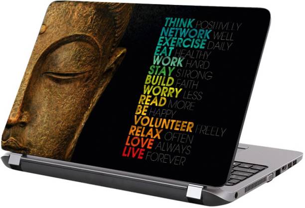KALARKARI Laptop Skin Buddha face with Motivational words Premium vinyl HD printed Easy to Install Laptop Skin/Sticker/Vinyl/Cover for all size laptops vinyl Laptop Decal 15.6