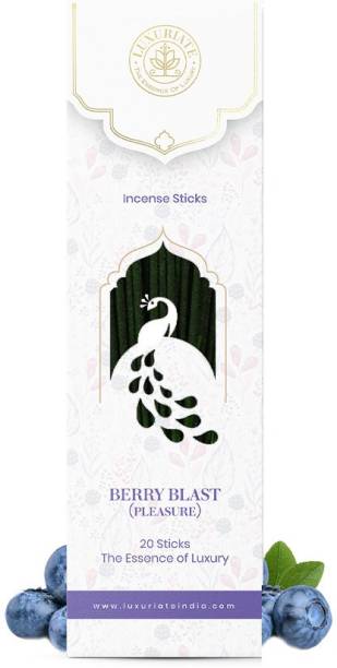 Luxuriate Berry Blast Fragrance Natural and Non-Toxic Incense Sticks-Great for Yoga, Meditation, Prayer, Home Fragrance, and as Air Purifier Natural Agarbatti Berry Blast